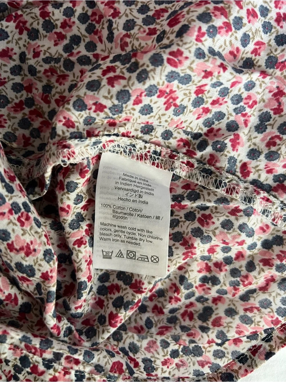 J. Crew Pink and Red Floral Ruffle Blouse
